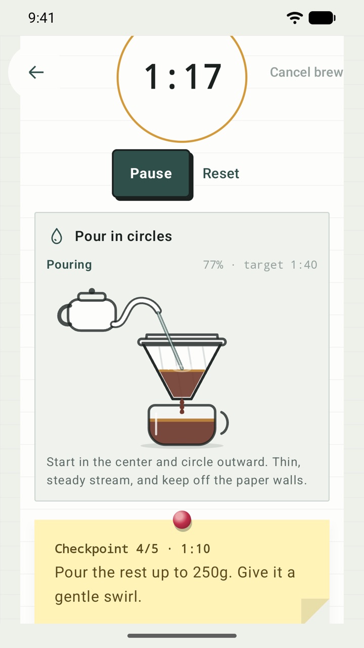 Guided brew screen screenshot